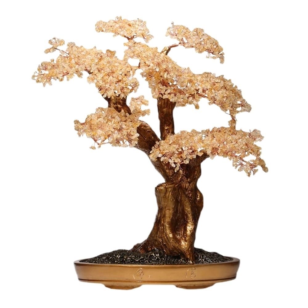 Gemstone Tree Citrine Feng Shui Ornaments, Fortune Tree Home, Meditation and Healing Gem Money Crystal Decor