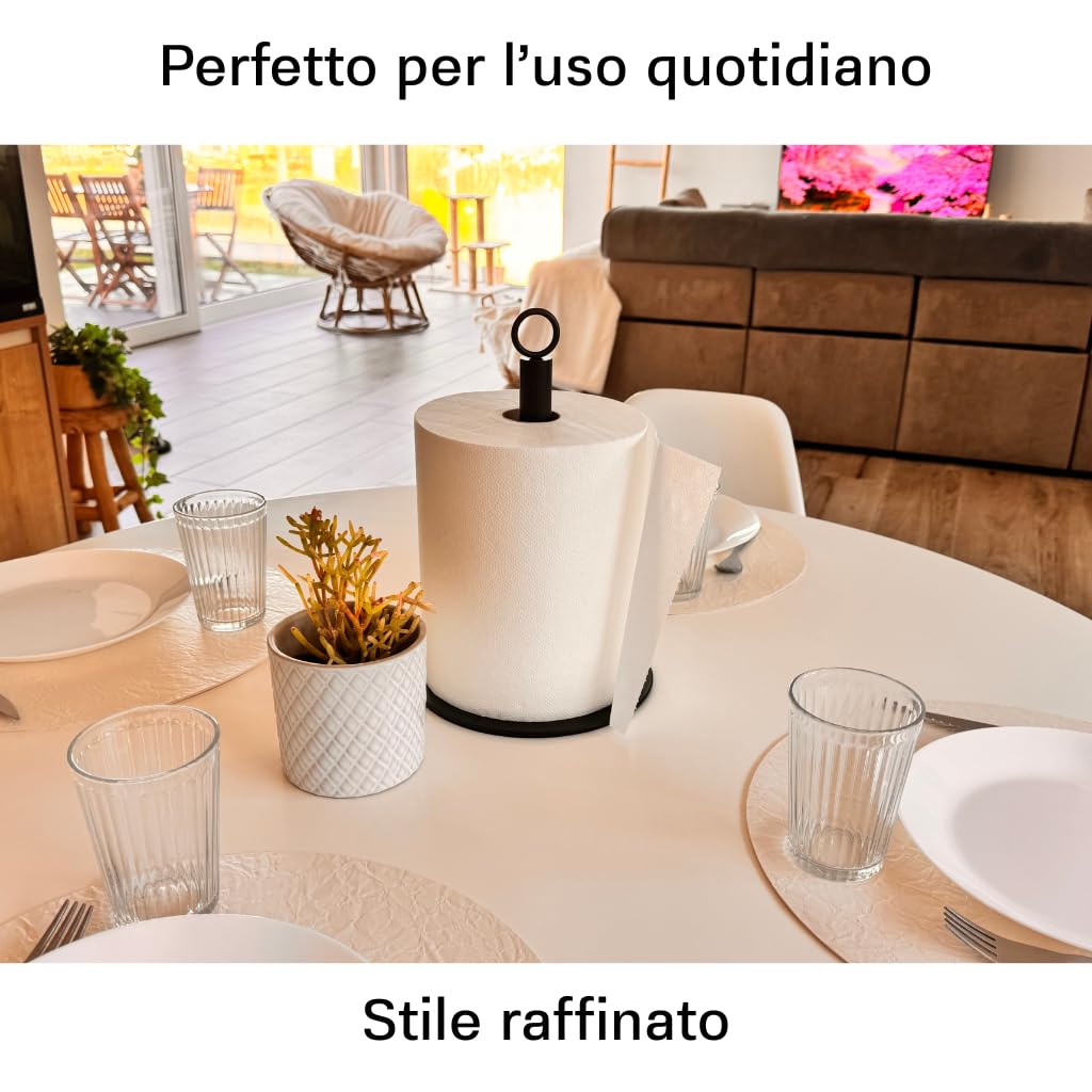 Porta Scottex Cucina e Porta Rotolo Industriale, Portarotolo per Rotoloni di Carta Grandi 20,5 cm, Supporto da Appoggio per Piano di Lavoro, Dispenser Carta Cucina Robusto, Portascottex