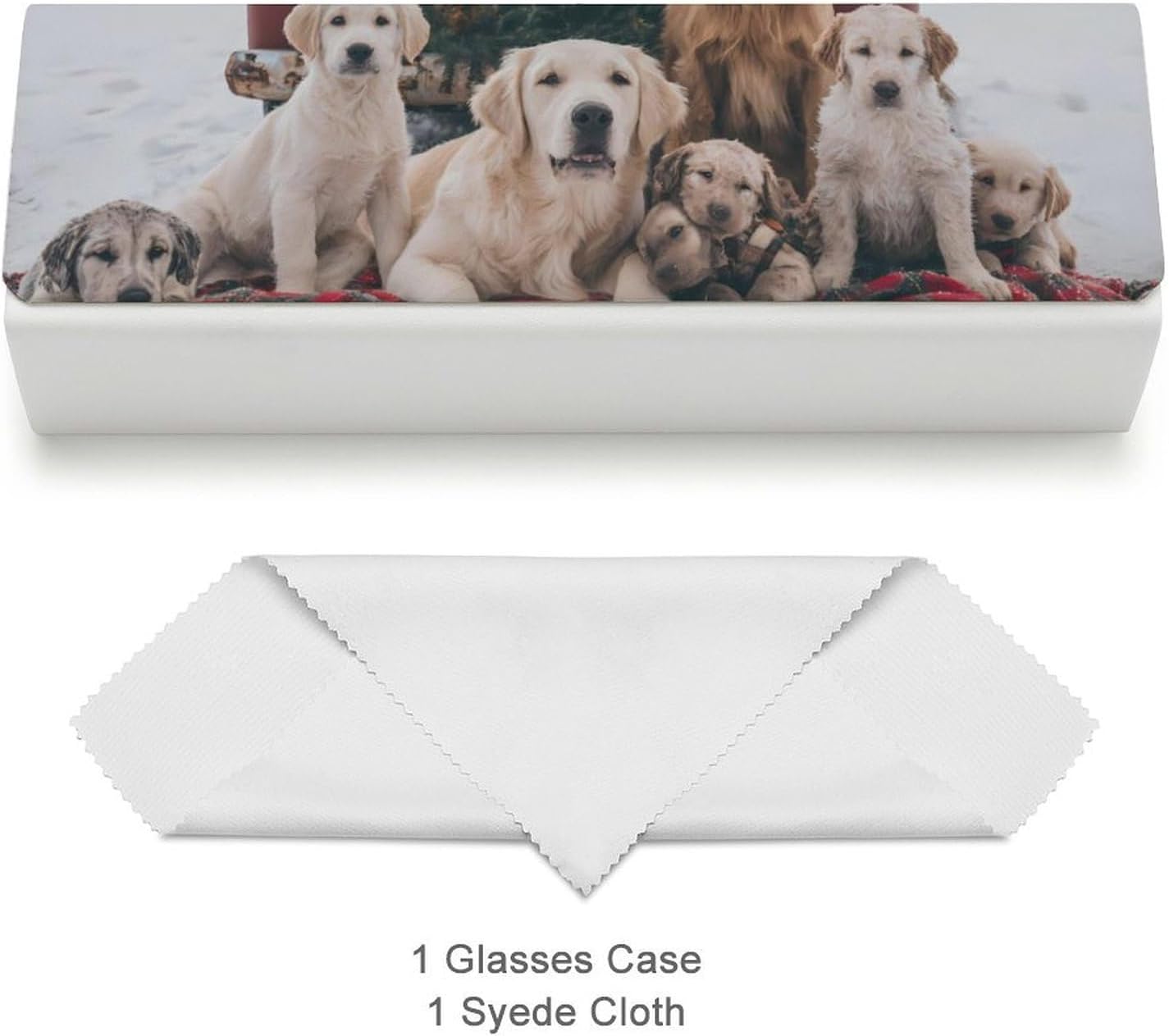 Dogs And Christmas Eyeglasses Case with Cleaning Cloth image 3