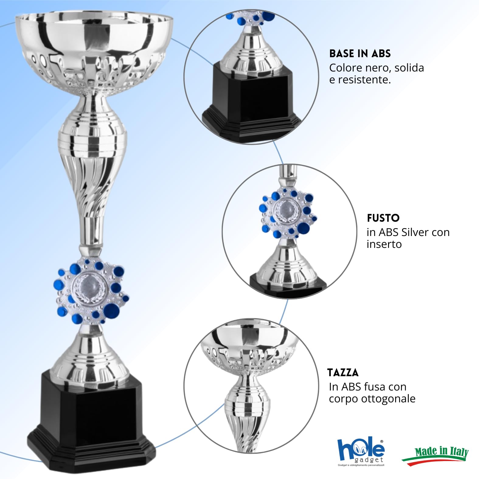 Coppa Trofeo Personalizzabile 38, 35, 31 cm Singolo o Tris per Tutti Gli Sport, Calcio, Calcettto, Tennis, Basket, Padel, Fantacalcio, Concorsi, Premiazioni cod 12.291