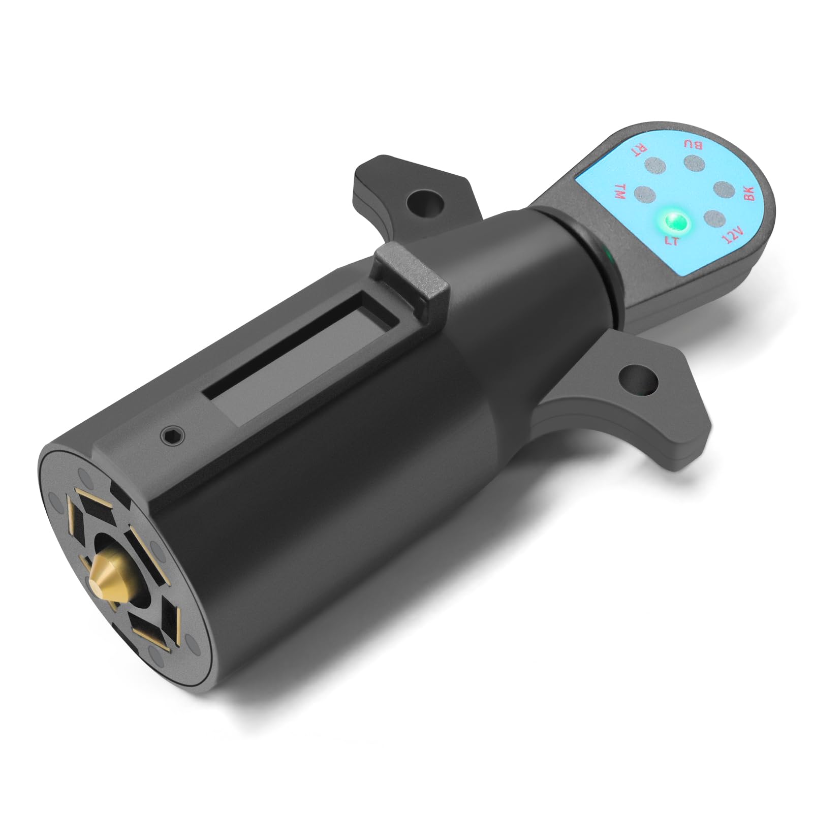 7 Pin Trailer Plug Tester, 7 Way Wiring Tester for RV, Round Trailer Light Tester for Truck, Pickup, Towing, Tow Wire Brake Blade 12V Connector