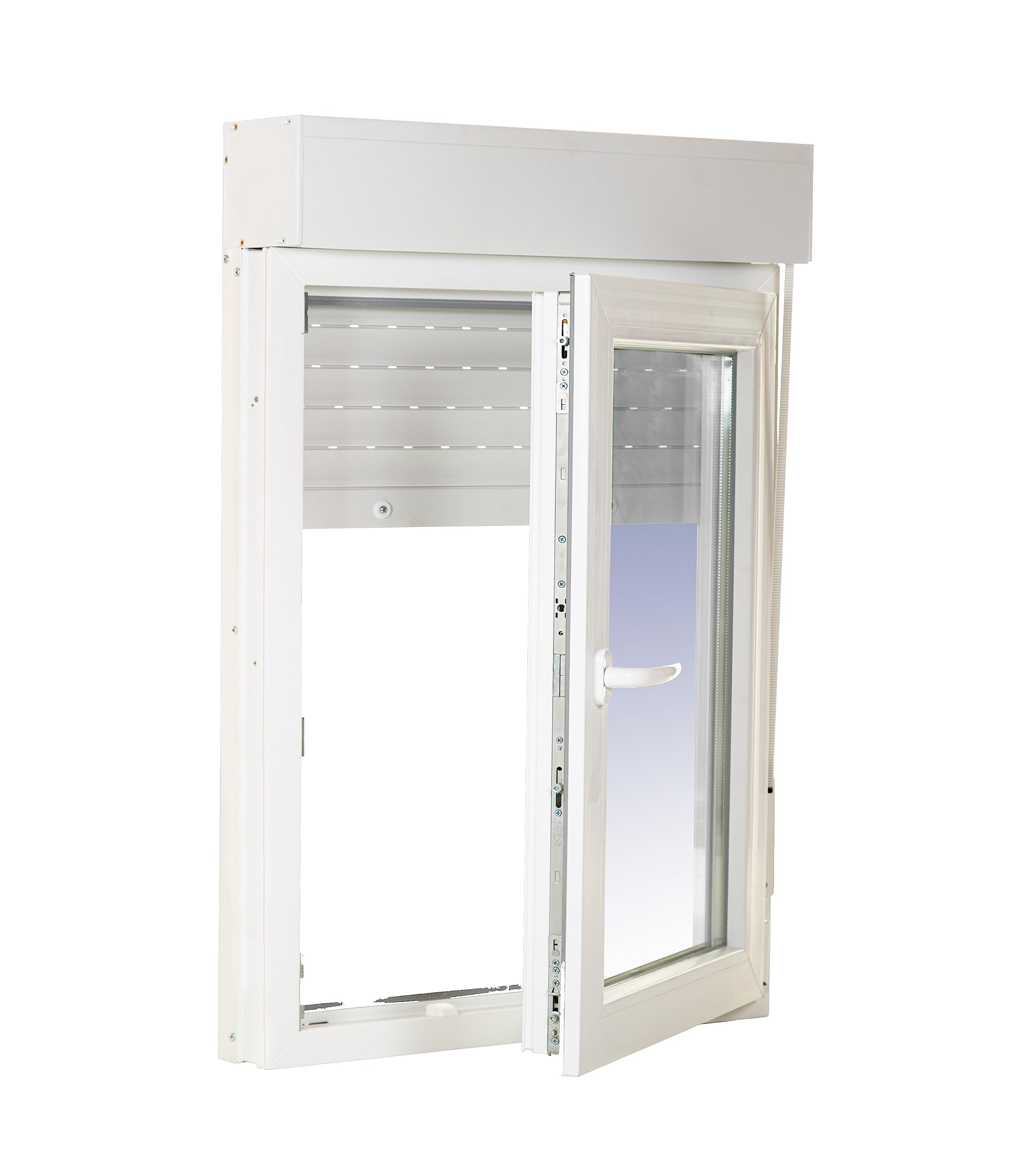 Ventanastock PVC 800x1155 Practicable Oscilobatiente Derecha con Persiana PVC 1 hoja