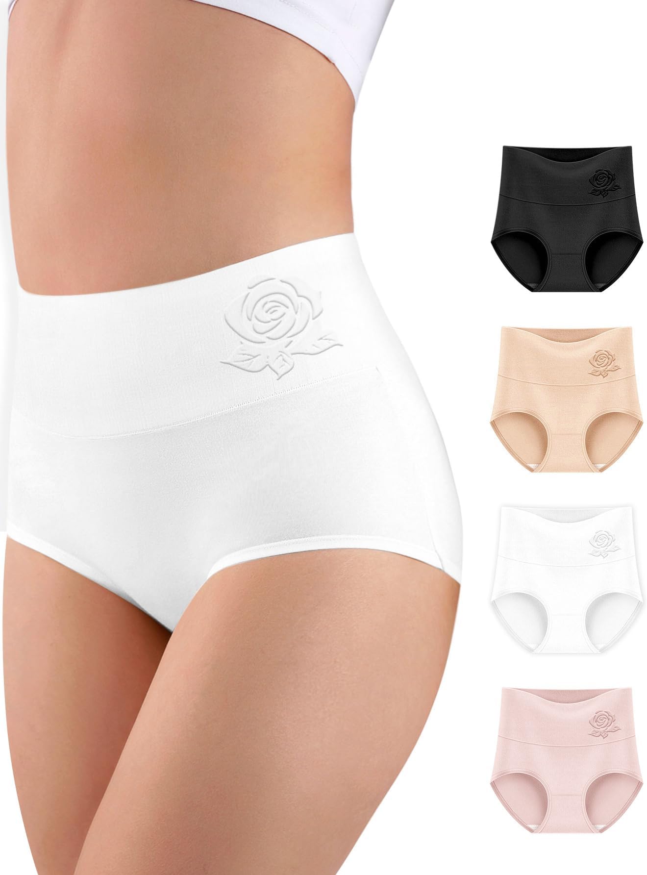 MEIYATINGWomen's High Waisted Underwear Tummy Control Ladies Panties Postpartum Briefs Multipack