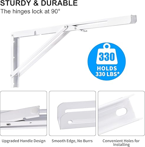 Miniatura 92 de YUMORE Soportes de estante plegables de 24 pulgadas, carga máxima: 330 libras de acero inoxidable resistente soporte de estante plegable para mesa