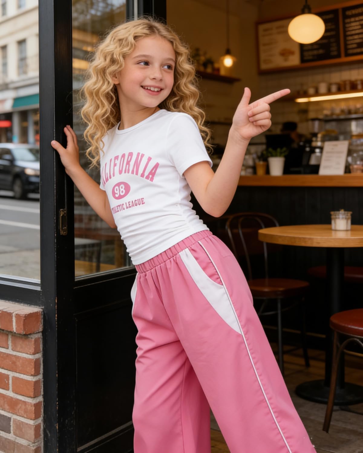 Girls 2 Piece Outfits Short Sleeve Letter Print Top+Wide Leg Pants with Pockets Summer Clothing Set Sizes 8-15 Years - Image 7