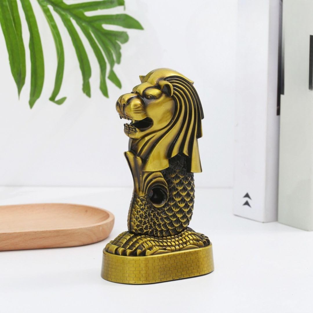 SATYAM KRAFT Metal 1 Piece Singapore World Famous Building The Merlion Antique Vintage Statue for Gifts, Room,Office, Decorative Showpeice for Home, Desk Decor, Table Stand (13 CM) (Style 6)