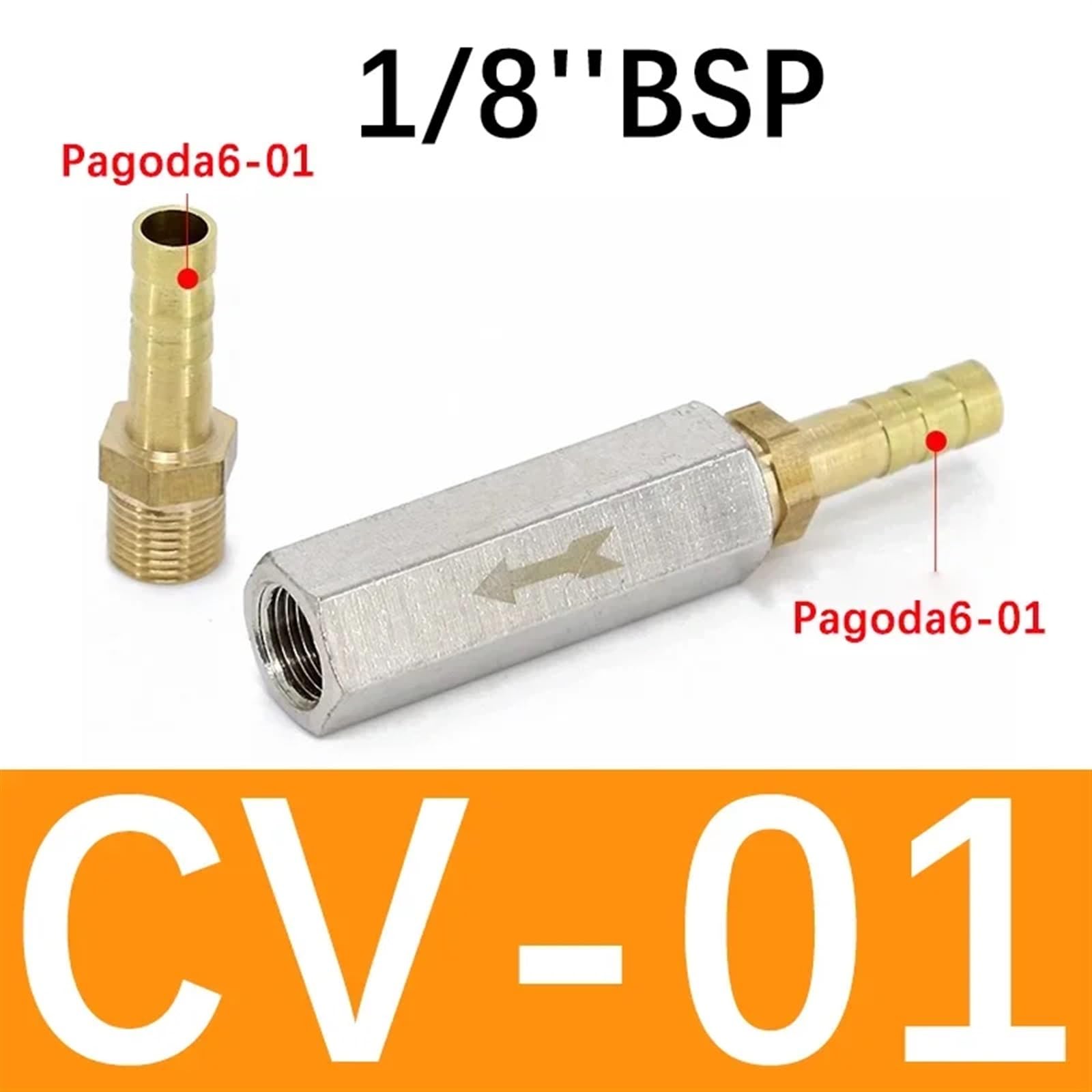 5 szt. pneumatyczny zawór zwrotny (1/8, 1/4, 1/2 i 3/8 cala) do sprężarki 6 mm, 8, 10 12, zawór jednokierunkowy powietrza gazowego z przyłączem
