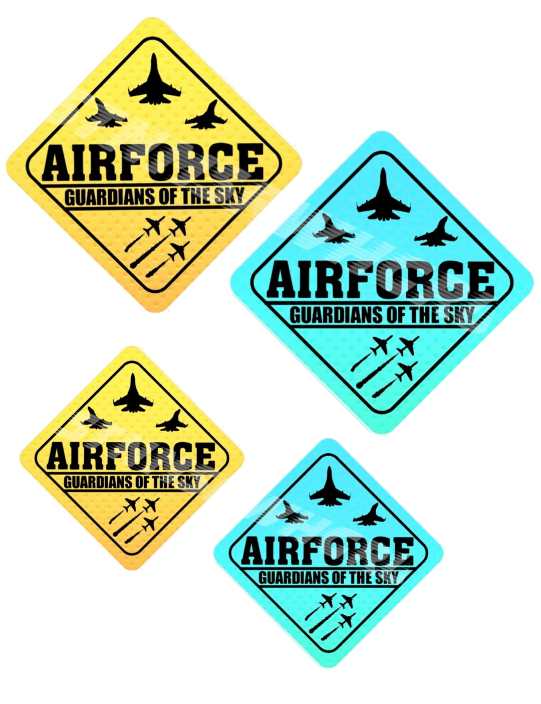 Airforce Stickers for CAR Pack of 4 Sticker (4 & 5.5 Inch) | Love Indian Airforce Guardians of The Sky Stickers | Waterproof Sticker for Home Office Car & Bike