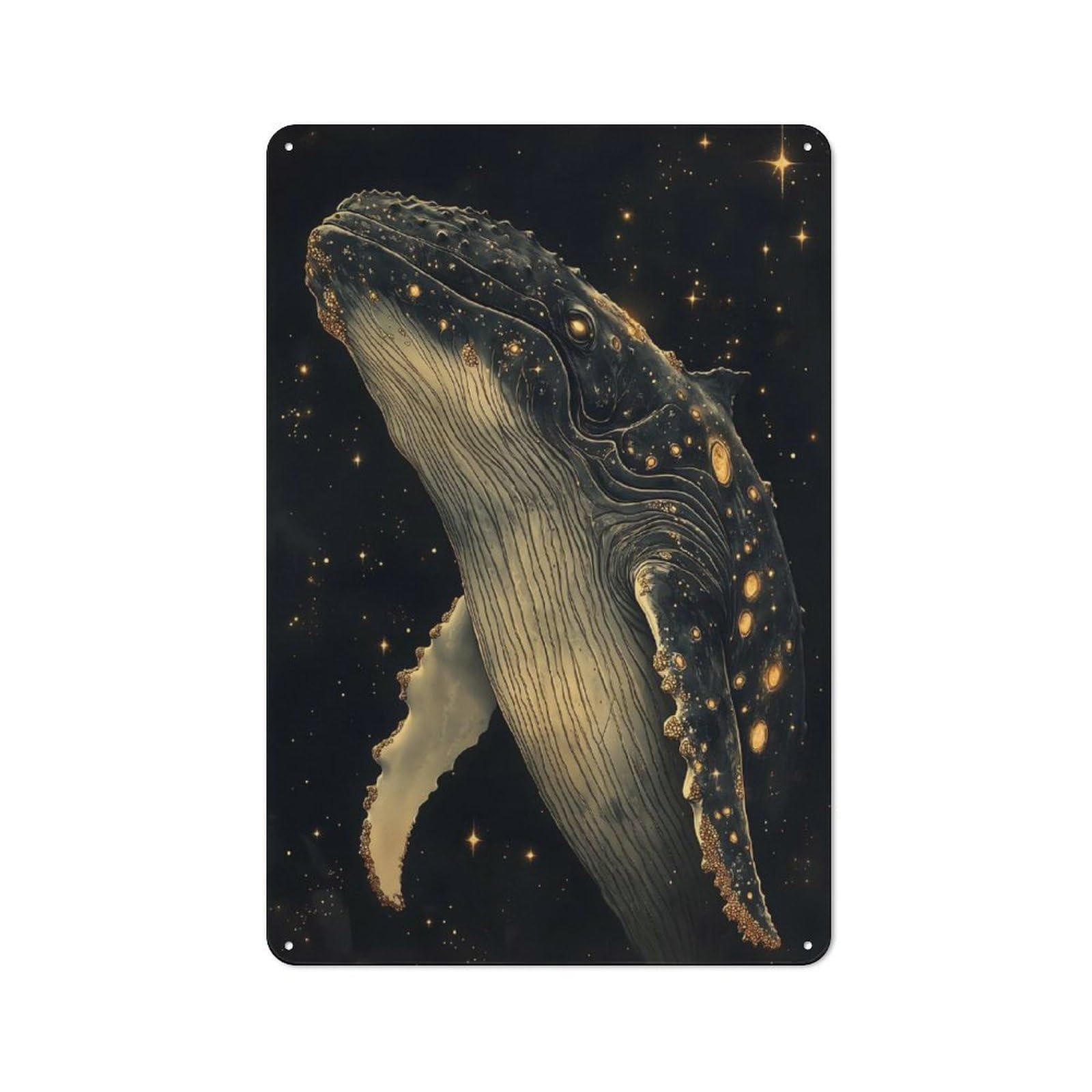 Junmoney Cosmic Whale Vintage Tin Sign 30X20cm With For Living Room Or Hallway, For Living Room Decor Lovers