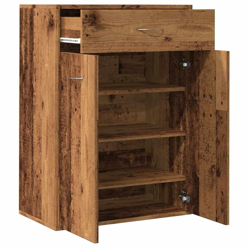 Inżynieryjna drewniana szafka na buty 60 x 35 x 84 cm z drzwiami i 4