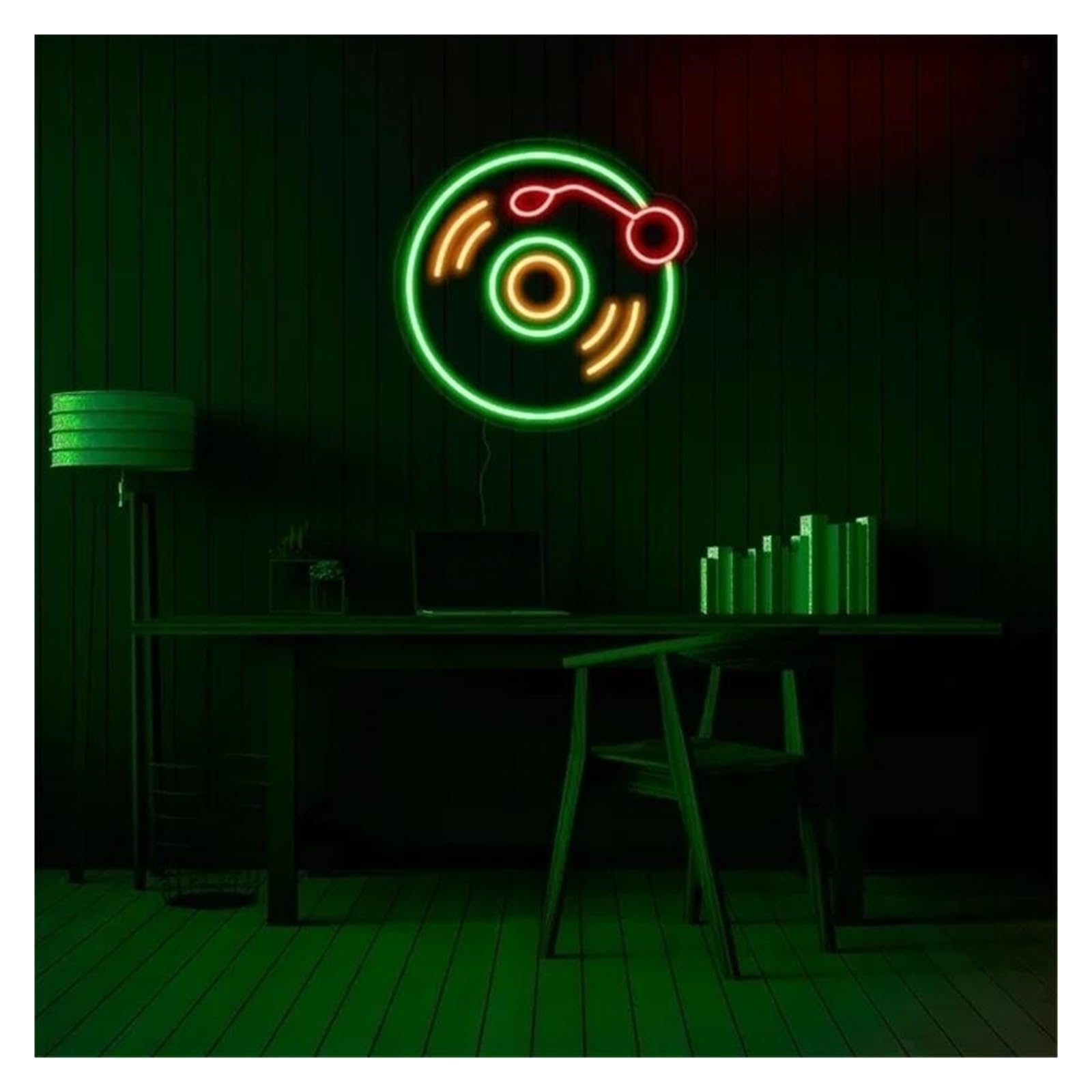 SHOUXI Sign Lamp DJ Records Neon Signs, USB Powered Music Neon Lights Suitable for Club Bistro Window Decor 30cmx34cm(D)