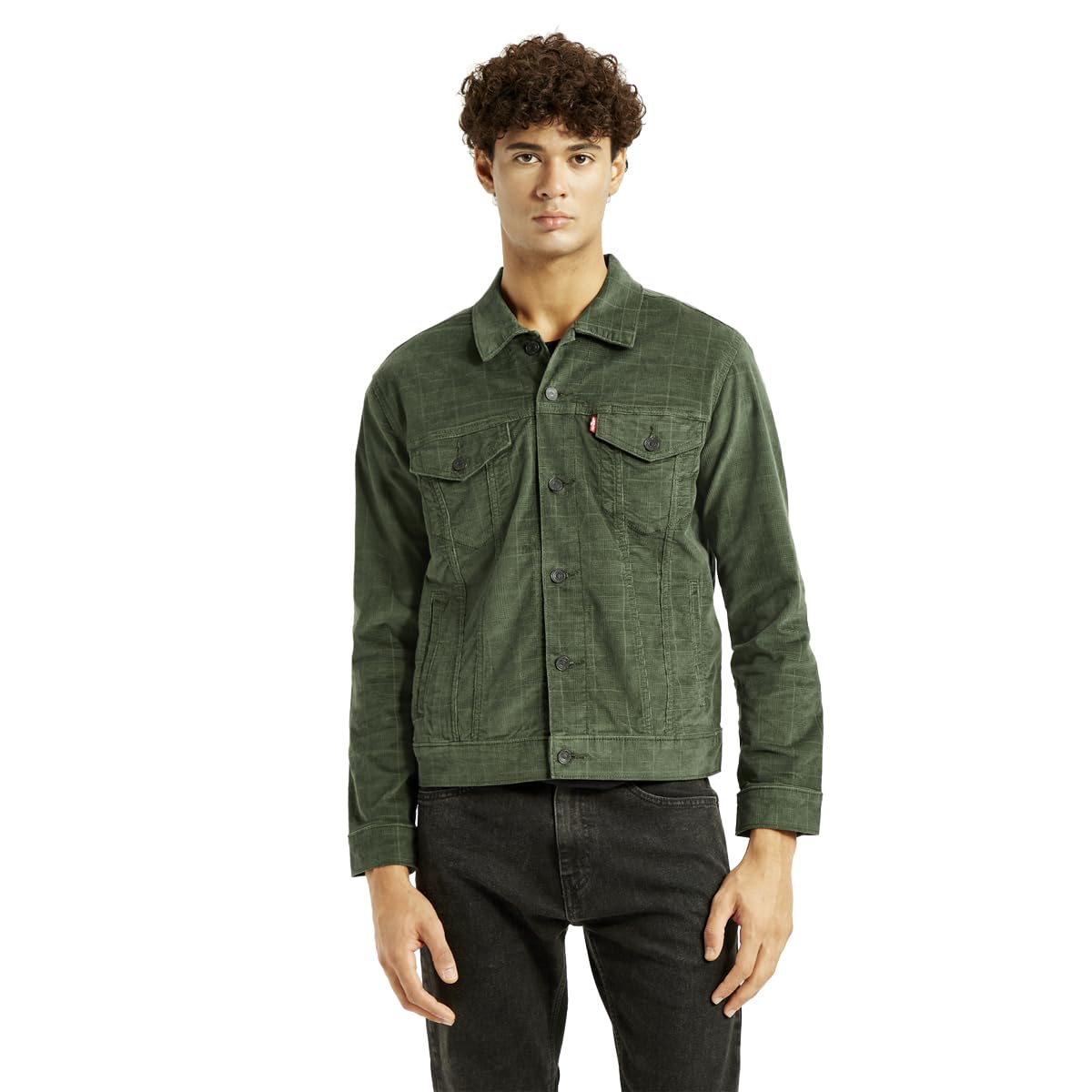 Levi's Men's Checkered Green Trucker Jacket in green