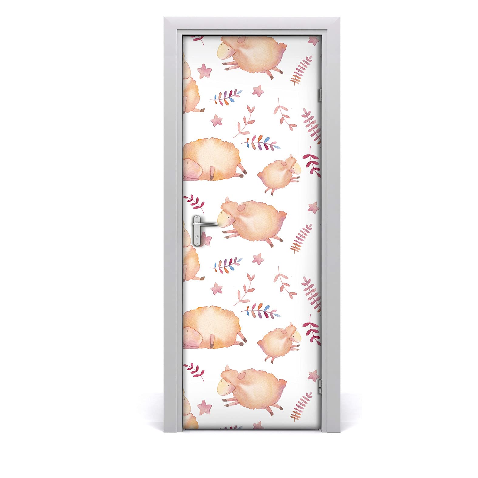 Autocollant de porte mouton mignon 85x200cm pour decoration de chambre