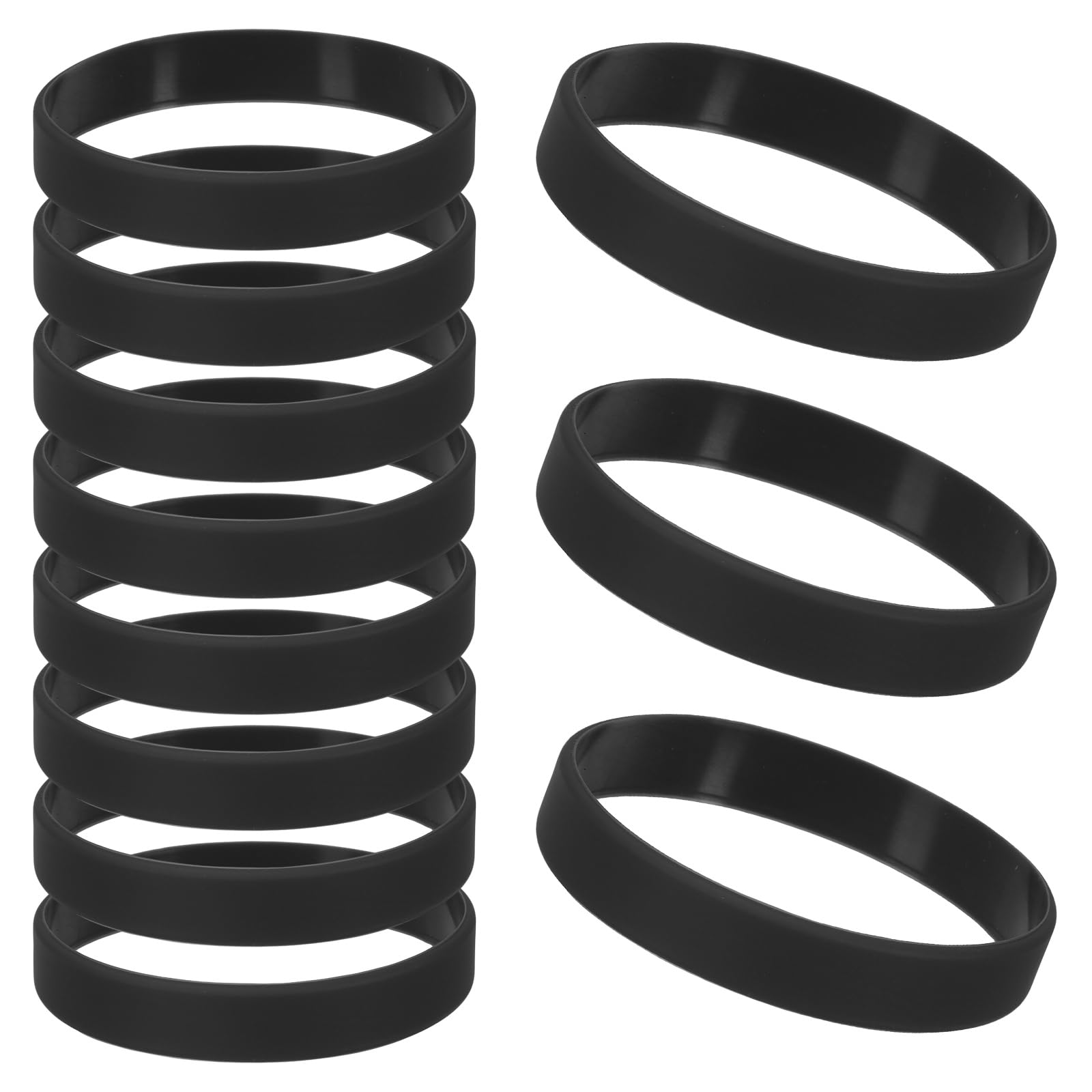 YELARXI Silicone Wrist Bands, Color Pattern Rubber Bracelets Waterproof ID Bracelet Stretch Wristband 50 Pcs &20cm& Black - for (Men/Women/Events/Party/Gifts/Teen Games)