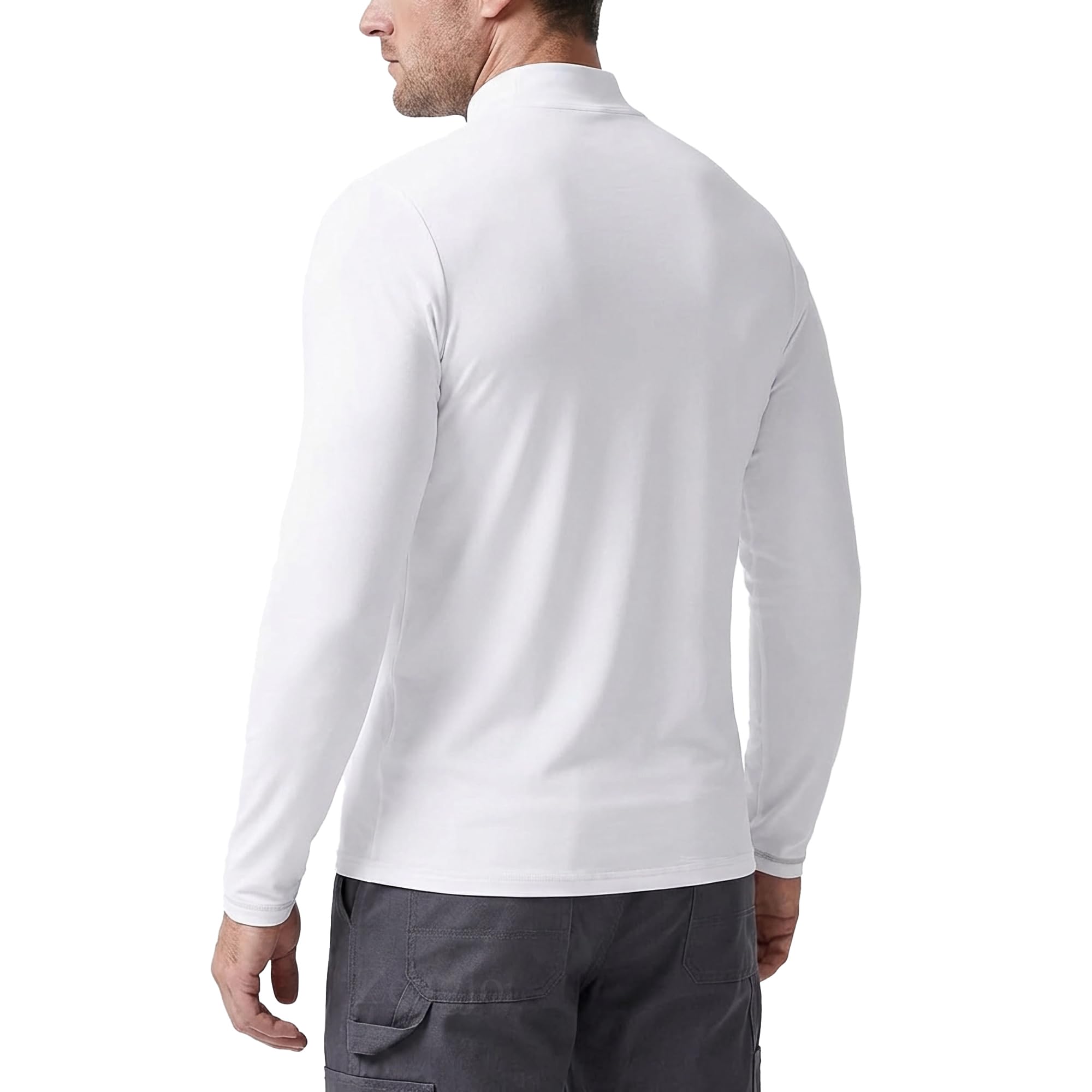 Zengjo Camisas de manga larga con cuello alto falso para hombre, capa base térmica, ligera, ajuste atlético, camiseta interior para deportes en clima frío