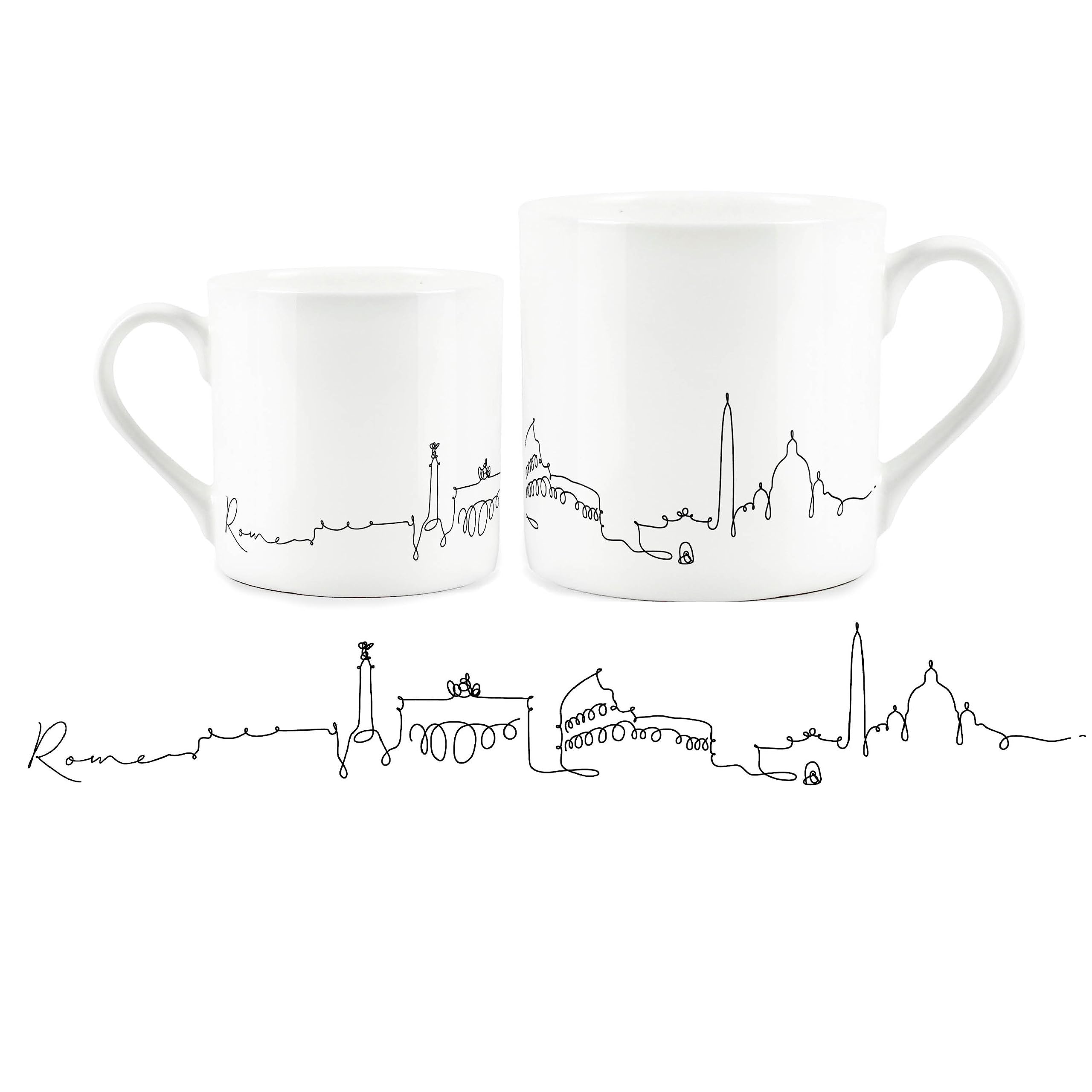 Purely Home Rome City Skyline Collection - Bone China Mug White Coffee/Tea Present Gift for Travel Lovers