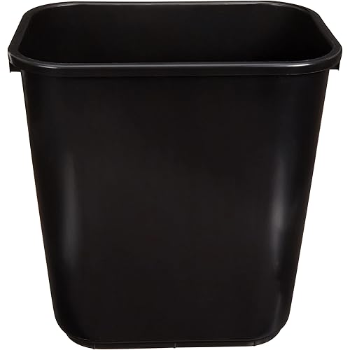 Amazon Basics Trash Can, Rectangular Commercial Office Wastebasket, 7 Gallon (Pack Of 6), Black (Previously AmazonCommercial brand)