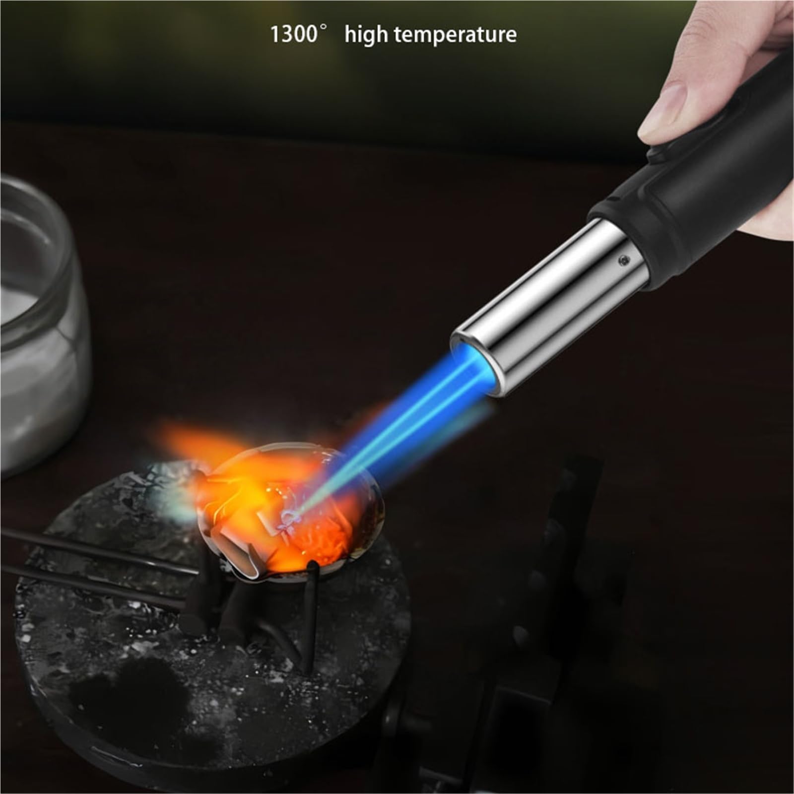 Encendedor de llama de chorro resistente al viento, gas butano ajustable, encendedor de metal recargable, ideal para puros, barbacoas, camping y actividades al aire libre