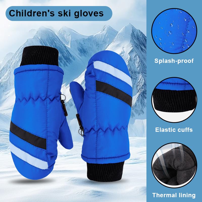 Kids Winter Snow Mittens for Boys-Girls Windproof Cold Weather Ski Mittens with Thick Plush for 2-5Years2