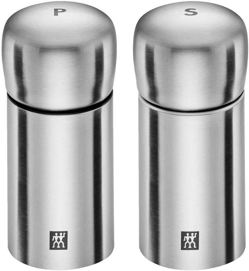 ZWILLING39500-025-0 Spices Salt and Pepper Grinders, Stainless-Steel, Silver, Set of 2, 5 x 5 x 10 cm