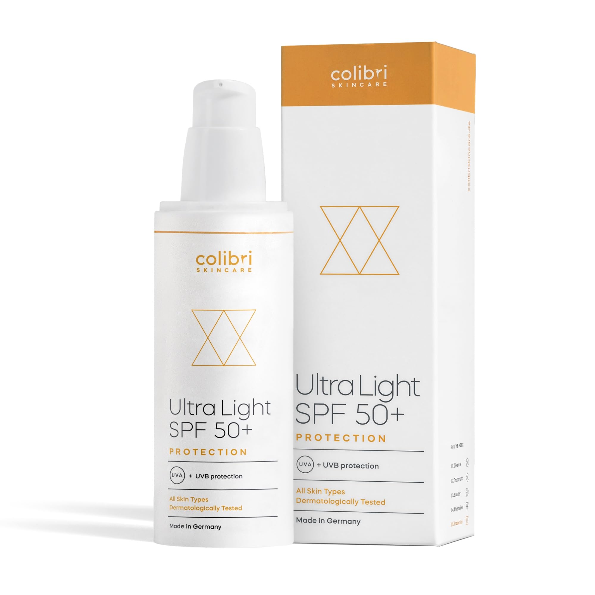 colibri skincare Ultra Light SPF 50+ 80ml - Crema solar facial 50, Protección solar de amplio espectro para el rostro, protector solar facial ligera, protector solar facial 50 óptima todo tipo de piel