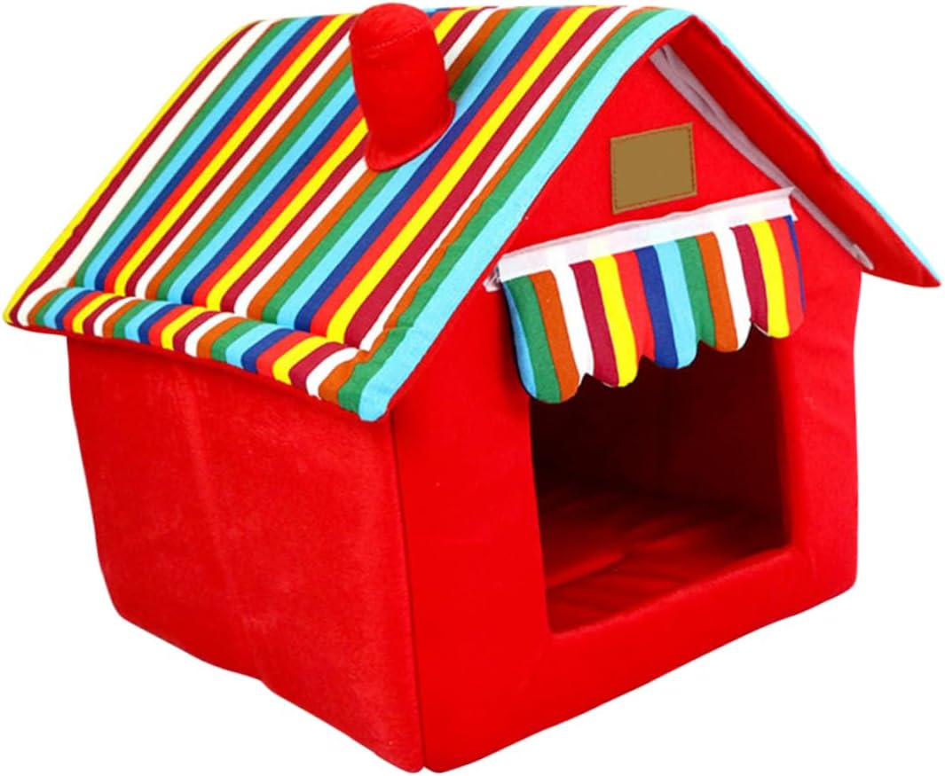 SUPVOX Detachable Portable Dog House with Chimney Washable Dog Bed Foldable for Indoor and Outdoor Use