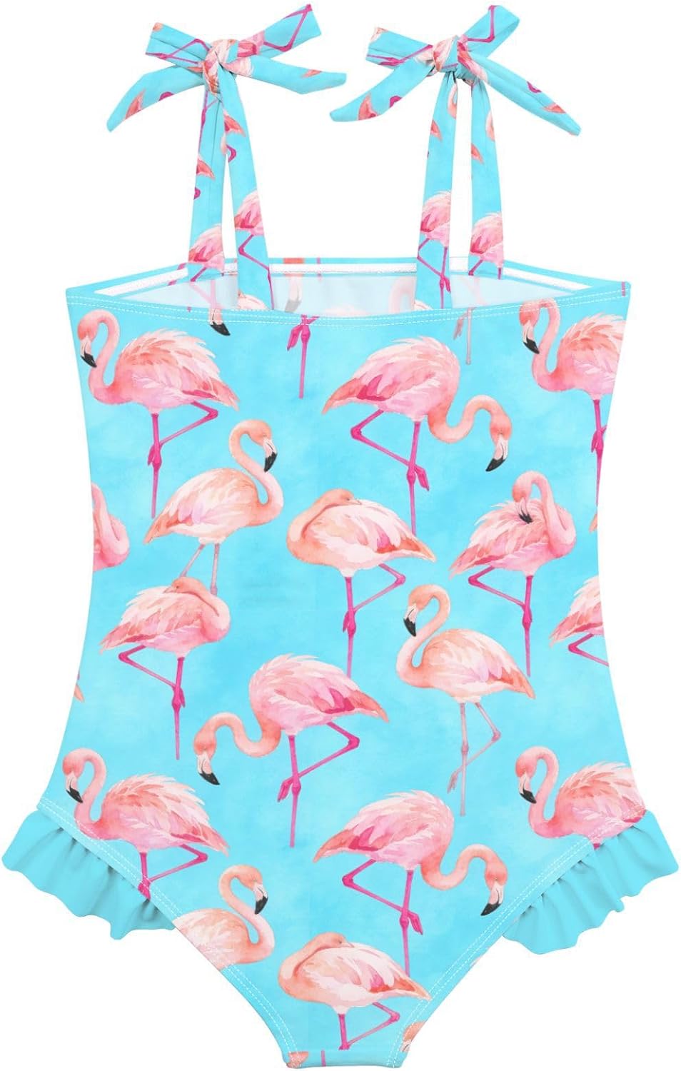 Toddler Girls Swimsuit Pink Watercolor Flamingo Kids One Piece Bathing Suit Adjustable Straps Swimwear 18 Month-6 Y