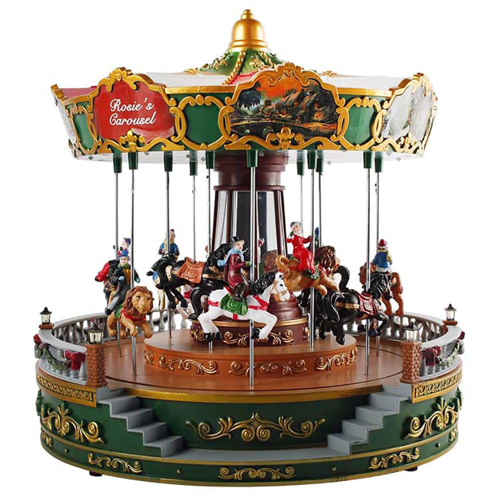 Decoración De Carrusel Navideño, Caja Musical Navideña Giratoria LED, Carrusel Que Gira con Música Se Mueve hacia Arriba, hacia Abajo Y Gira, Agrega Atmósfera Navideña