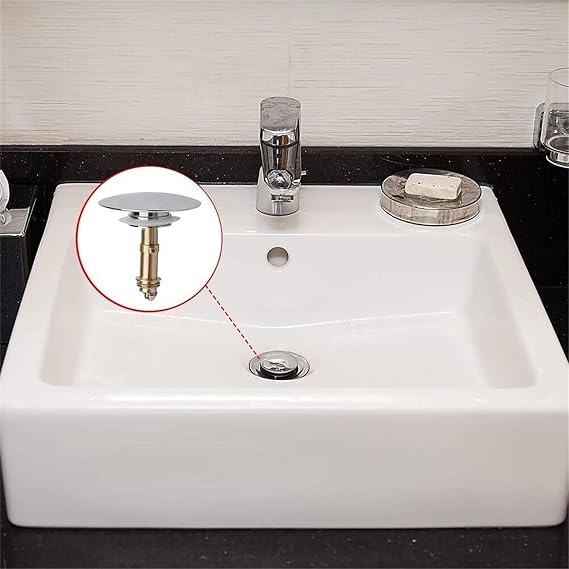 2-Pack 66mm Chrome Easy Pop Up Basin Waste Bathroom Sink Push Button Click Clack Plug