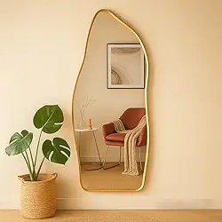Espelho Orgânico Magnus 90x40cm Dourado – Para Banheiro, Quarto, Closet e Hall Estilo Contemporâneo