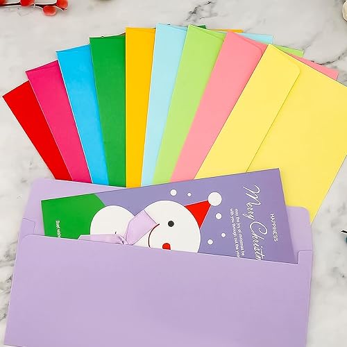 Vista 7 de Paquete de 200 sobres coloridos #10 de negocios de 4-18 x 9-12 pulgadas, sobres adhesivos estándar sobres de colores para cartas de oficina, facturas
