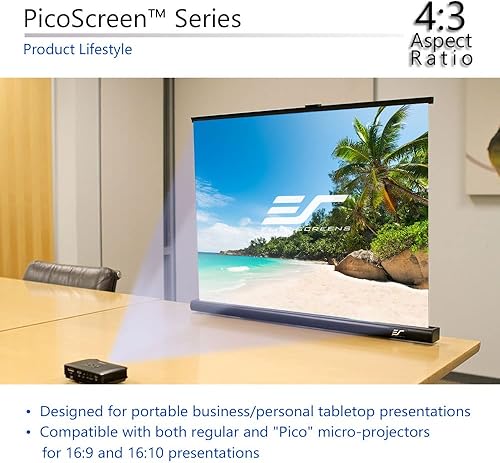 Miniatura 5 de Elite Screens PicoScreen Series, pantalla de proyector manual ligera y ligera, 45 pulgadas 16:9, pantalla de proyección de fibra de vidrio portátil