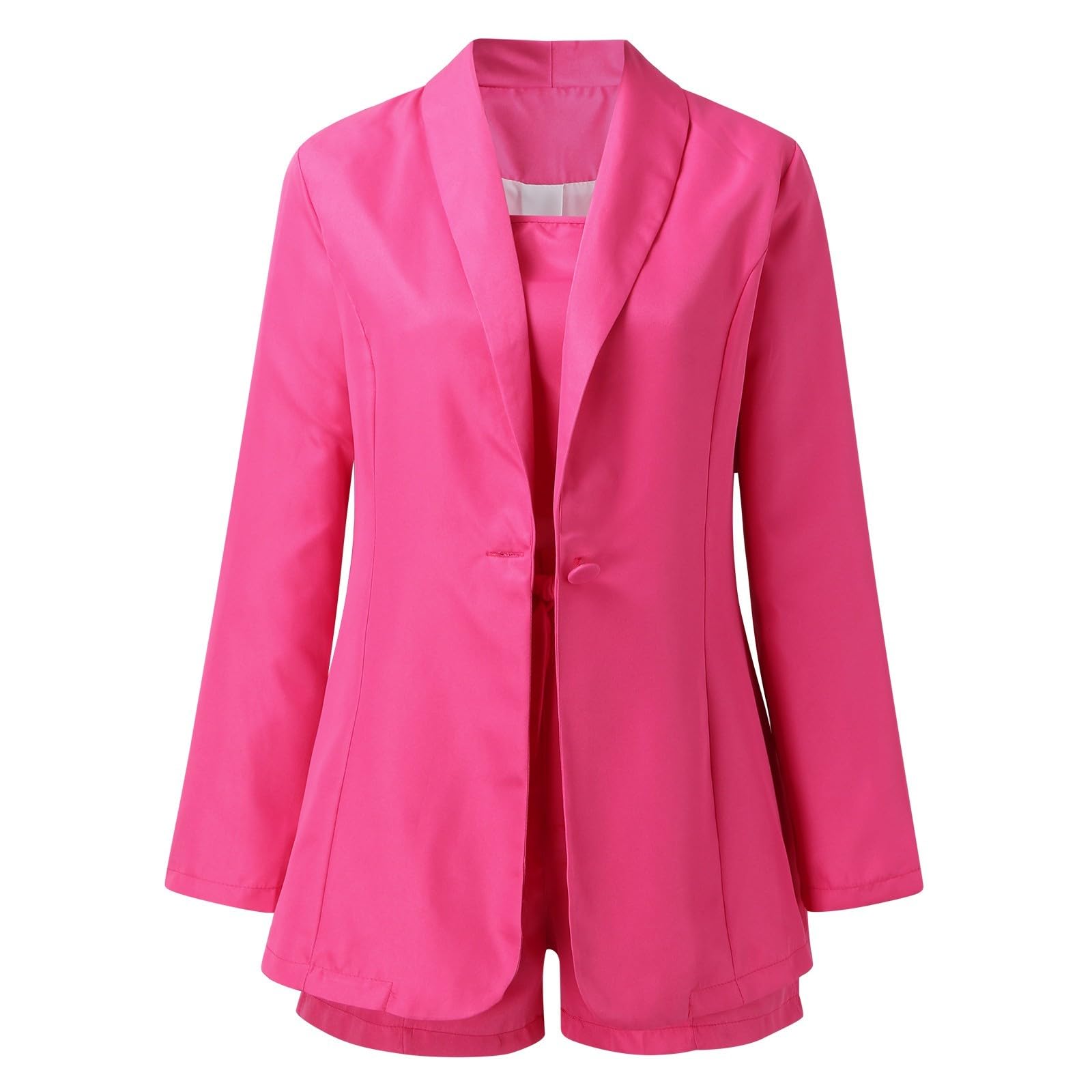 Elegante set estivo da donna da 4 pezzi, con cappotto a maniche lunghe, pantaloni corti e top per festa di nozze
