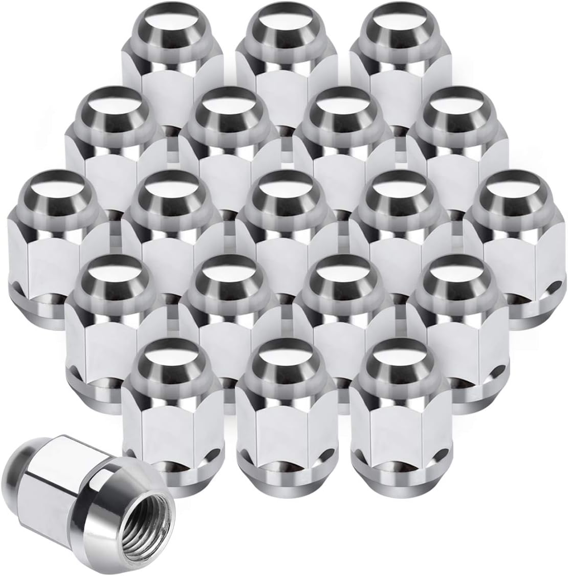 Chrome Lug Nut 14x1.5 - Closed End Bulge Acorn Lug Nuts - Cone Seat - D3718-2305/20 13/16" Hex Wheel Lug Nut Compatible for Toyota Honda Ford etc, Pack of 20 Pcs