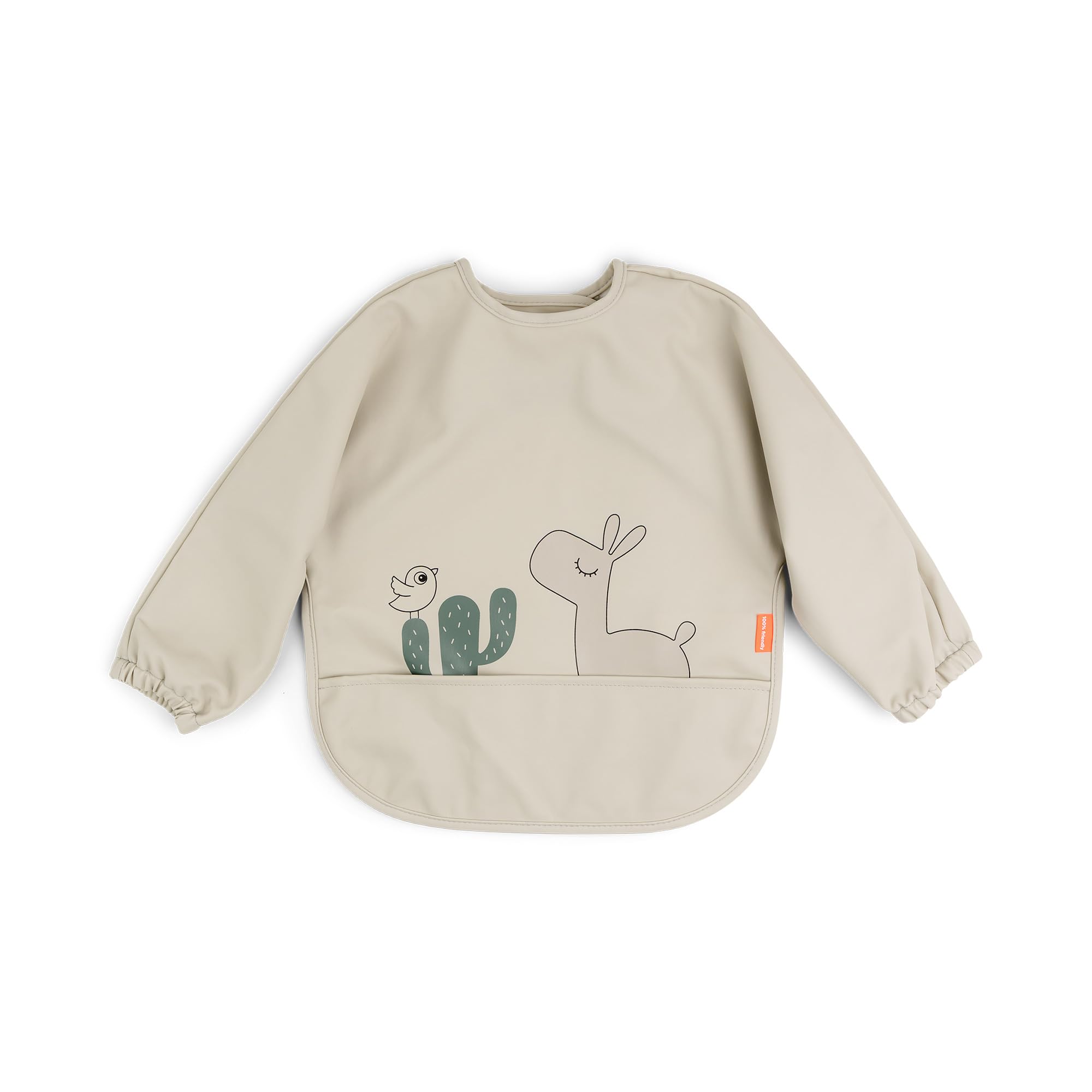 Baby Smock Bib with Sleeves – Waterproof, Durable, and Easy-Clean Long Sleeve Bib, Lalee Sand