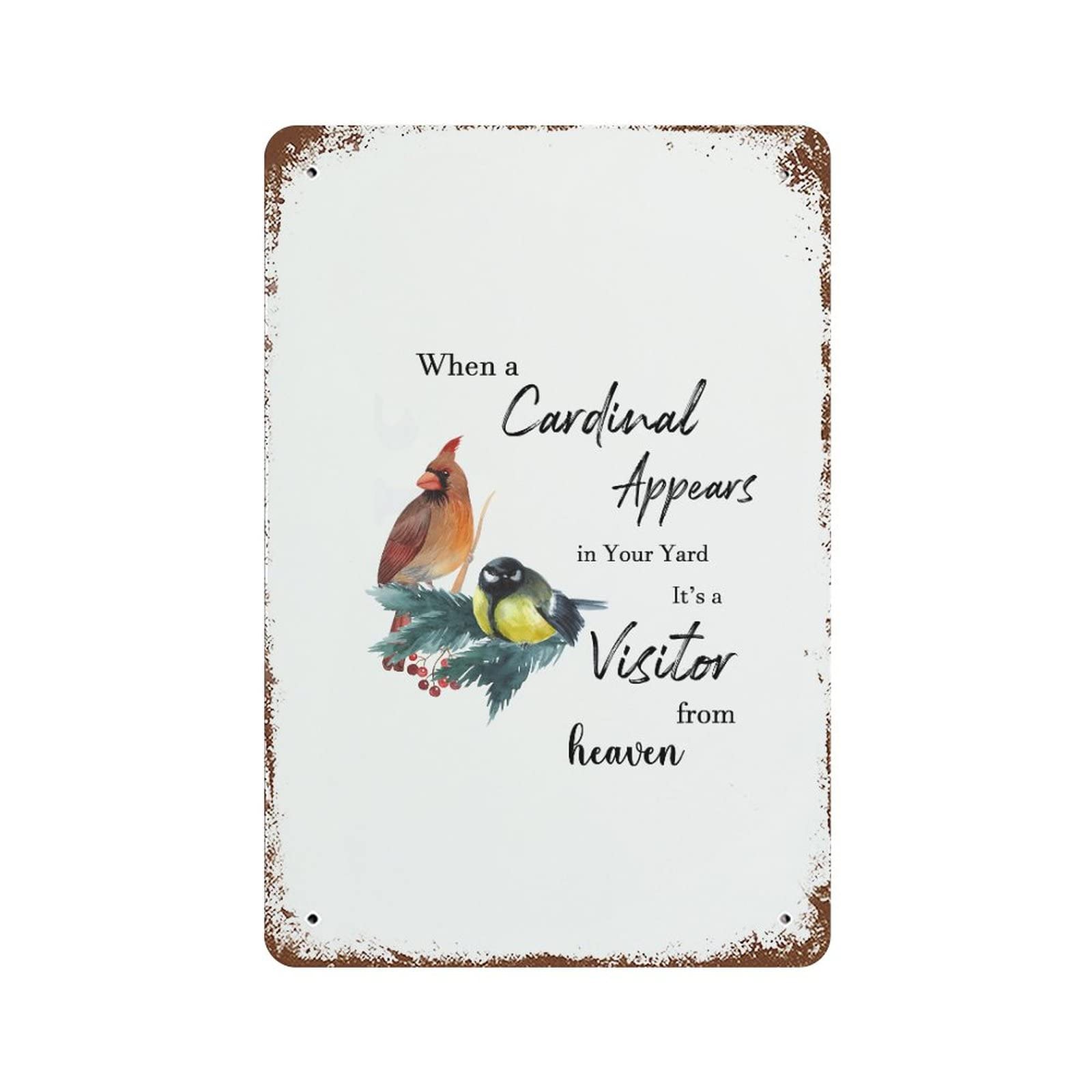 Cardinal dans votre jardin plaque métal déco murale maison rétro