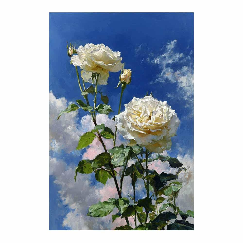 Xeniou Multicolor Flowers Canvas Whites Ros Wall Decor Canvas Wall Art, For Living Room Bedroom Restaurant Home Office Wall Decoration(Multicolor)-80X120cm Unframed
