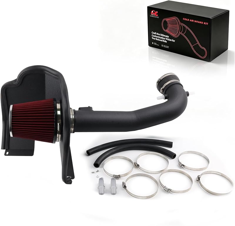 Kit de admissão de ar frio BAGARAATAN para Silverado, Sierra, Tahoe, Yukon e Escalade V8 – WG186-BK-RD