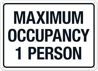 Maximum Occupancy 1 Persons Sign Safety for Indoor Outdoor Use, Metal Sign 8x12 Inch