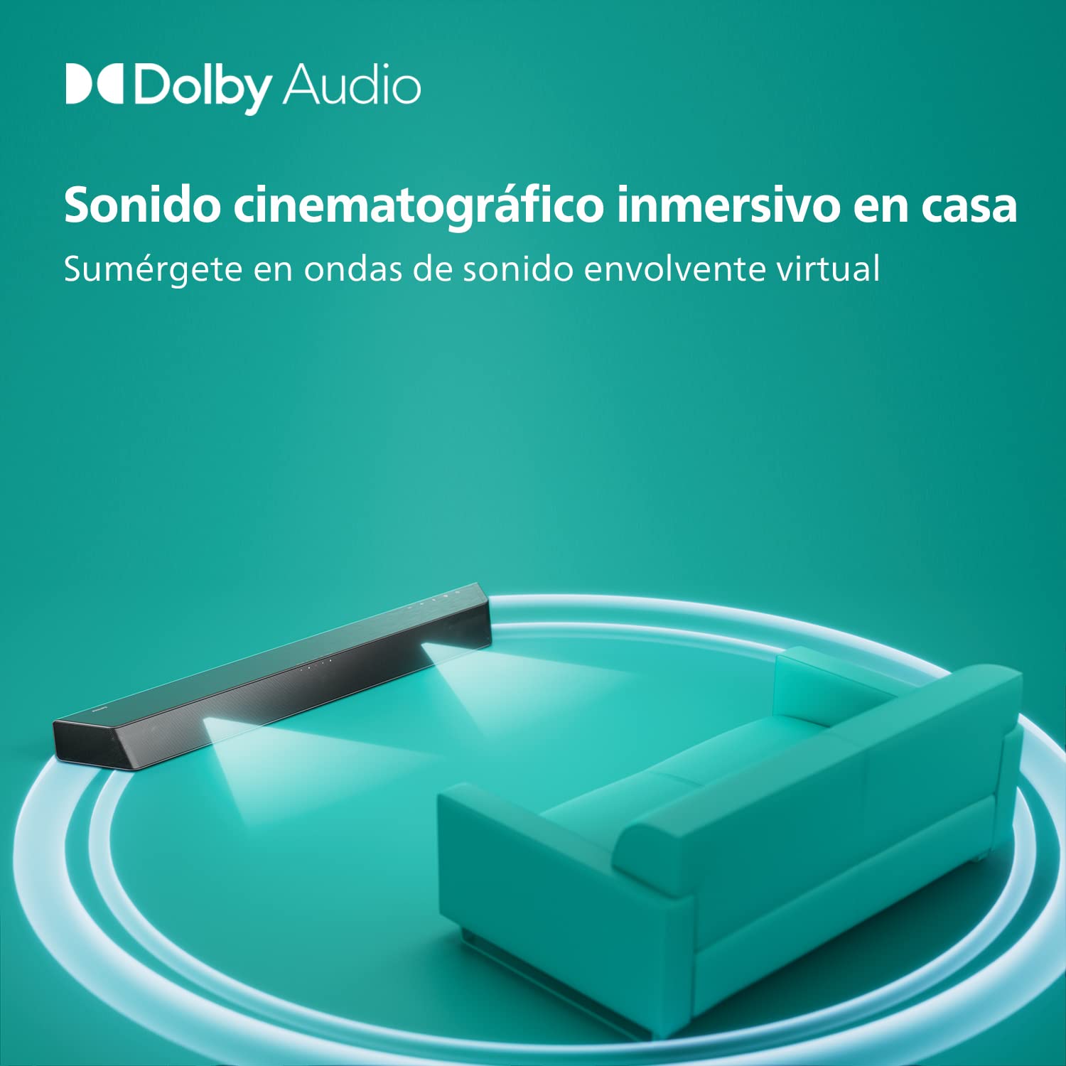 Philips TAB7207/10 Barra de Sonido 2.1 con Subwoofer Inalámbrico, Dolby Digital, Sonido cinematográfico, Bajos Intensos y Profundos, HDMI ARC, Diseño Ultradelgado