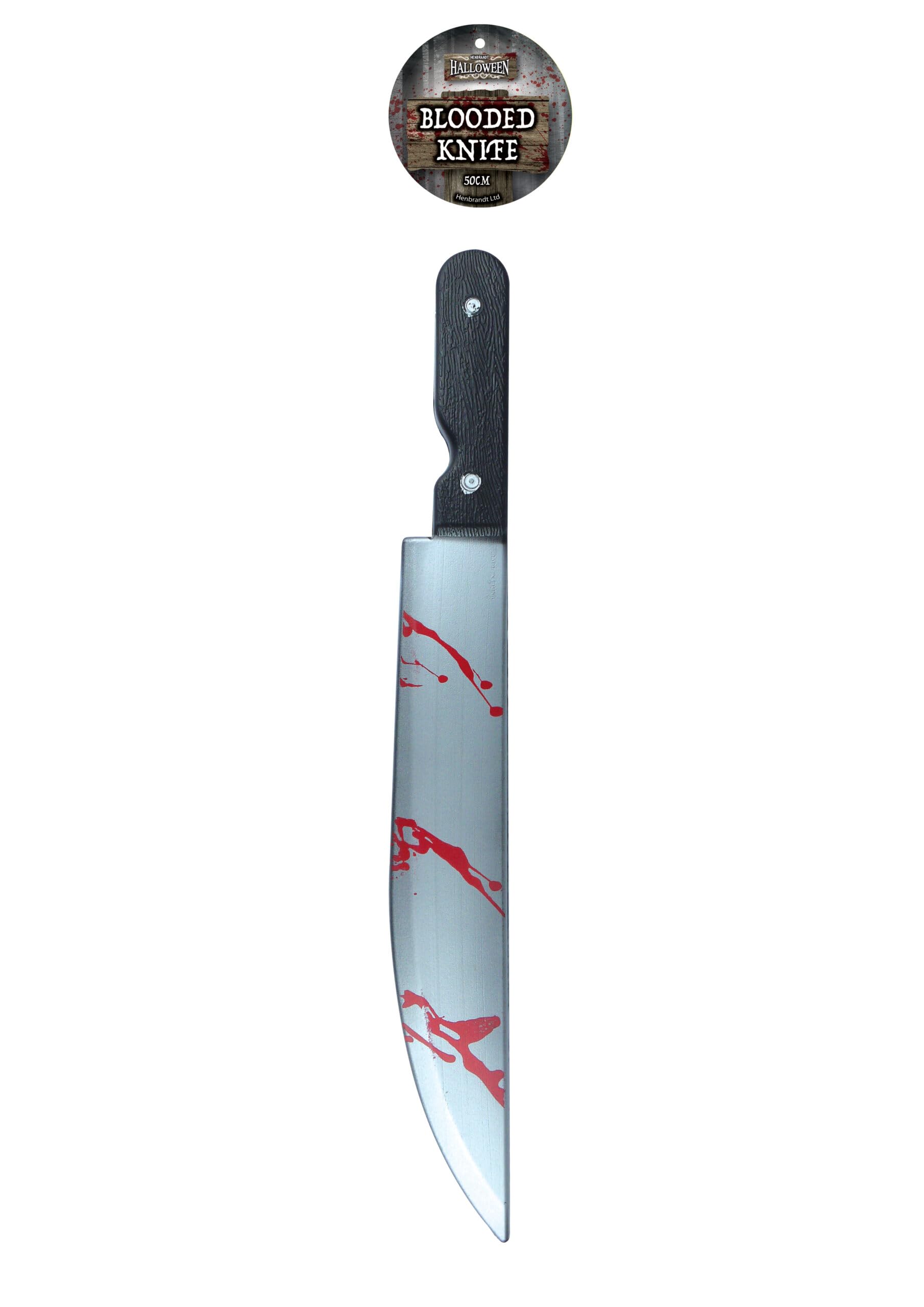 Henbrandt Single Large Bloodied 50cm Halloween Bloody Knife Prop Weapon Fake Knife with Blood Splatter - Trick or Treat Halloween Fancy Dress Costume Accessory