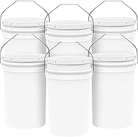 Vista 18 de Balde de cubo blanco de 6.5 galones con tapa Grado alimenticio Extra duradero de 90 MIL Asas de metal con empuñadura de plástico para fácil
