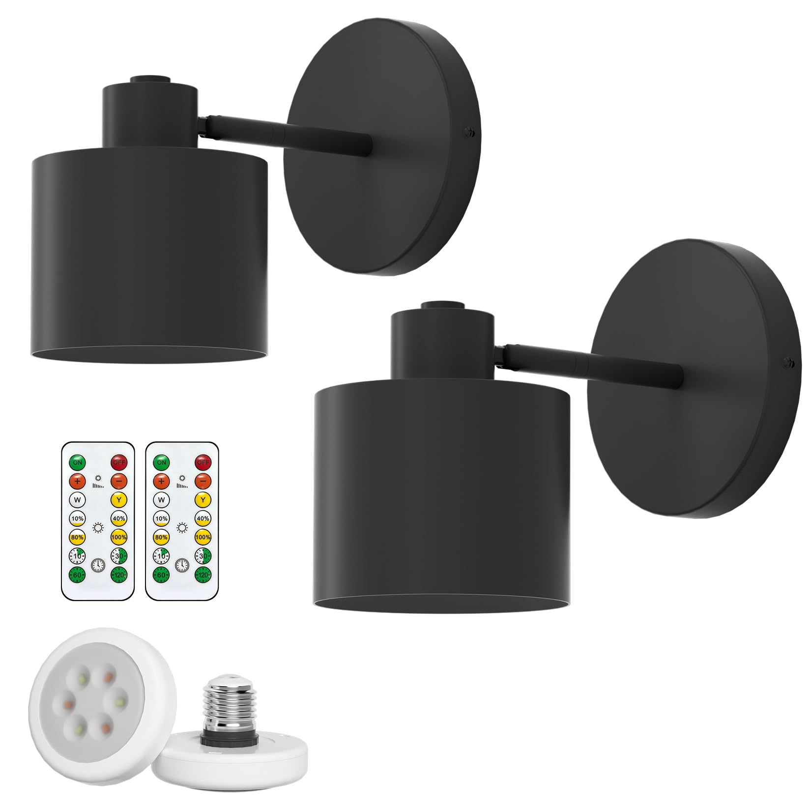Photo 1 of ***BROKEN, SOLD FOR PARTS*** Tipace Vintage Battery Operated Wall Sconces,Cordless Battery Powered LED Wall Lights Set of 2,Wall Lamp Fixture Black 360°Rotate with Remote Control for Bedroom Farmhouse Gallery