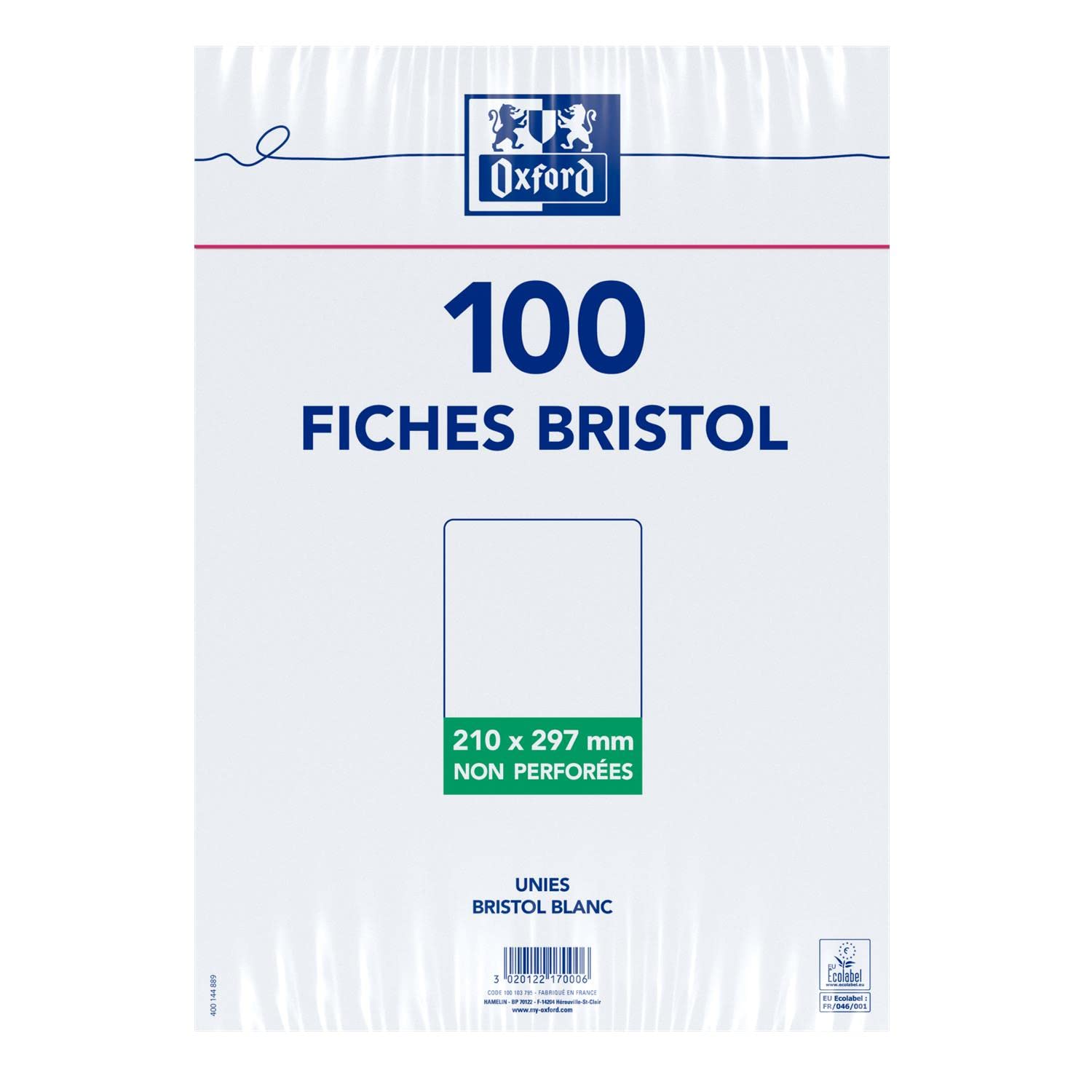 OXFORD 10 Beutel mit je 100 Karteikarten, ungelocht, 21 x 29,7 cm, uni, weiß