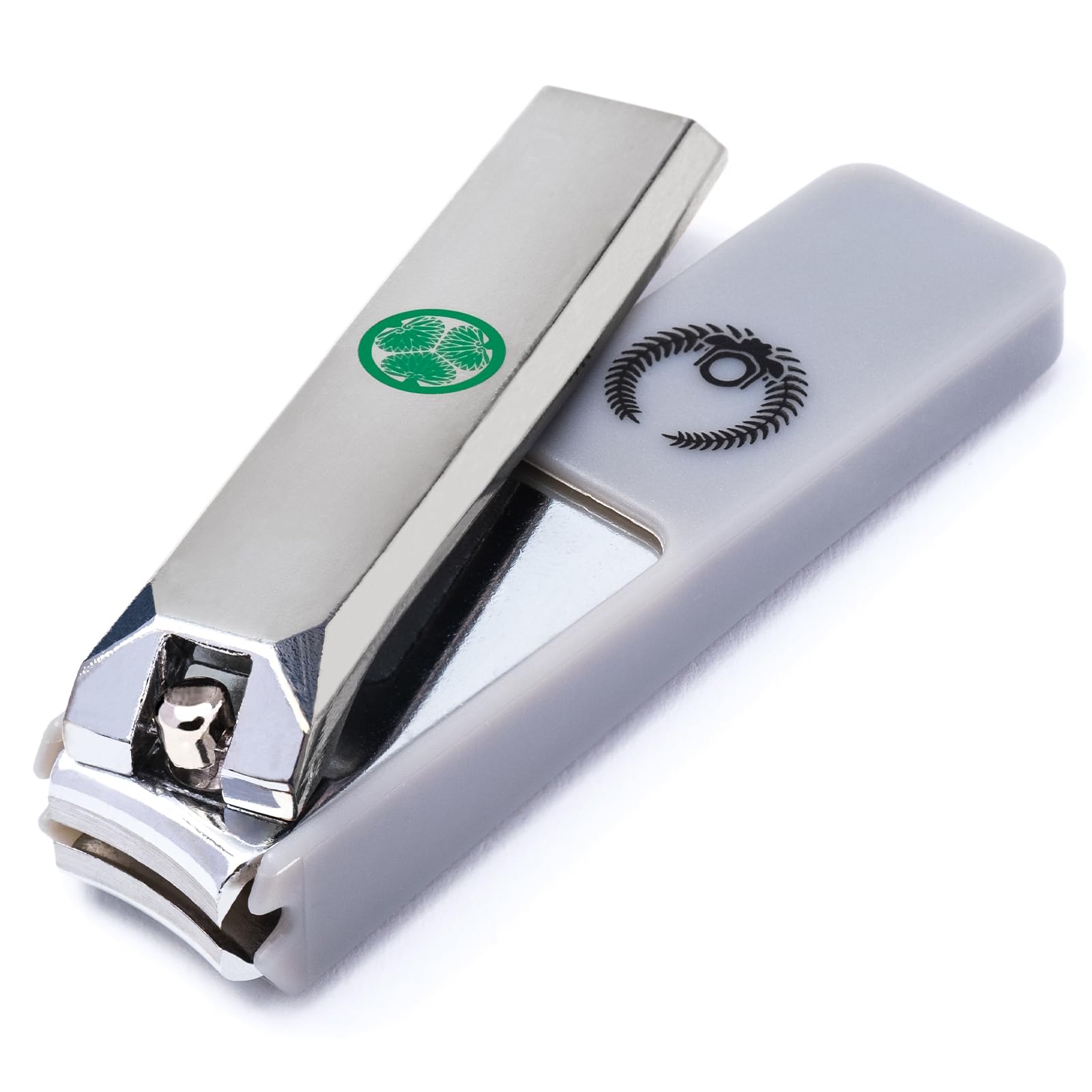 Nail Clipper with Curved Blade, Japanese Carbon Steel, Built-in Nail File, Splash-Resistant Catcher, Samurai-Inspired Design, Made in Seki Japan (Tokugawa Ieyasu)