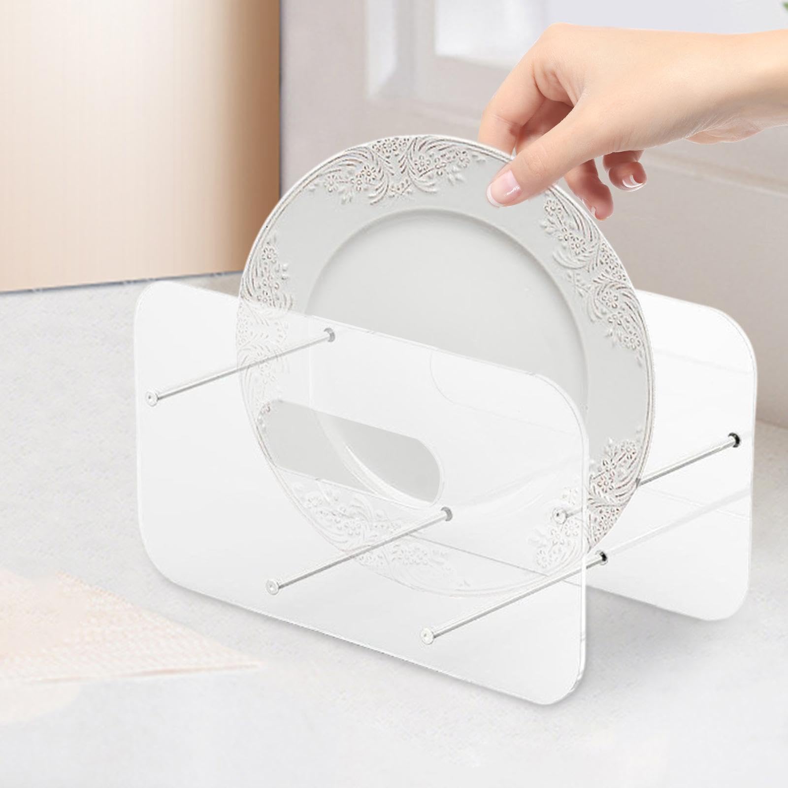 Generic Acrylic Paper Plate Dispenser Space Saving Modern Organizer Plates Storage Paper Plate Holder for Outdoor Pantry Party Event