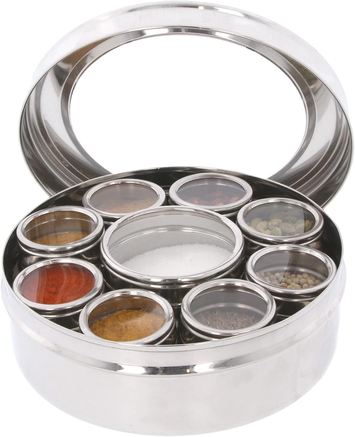 Authentic Indian Spice Tin Box Stainless Steel Masala Dabba Large
