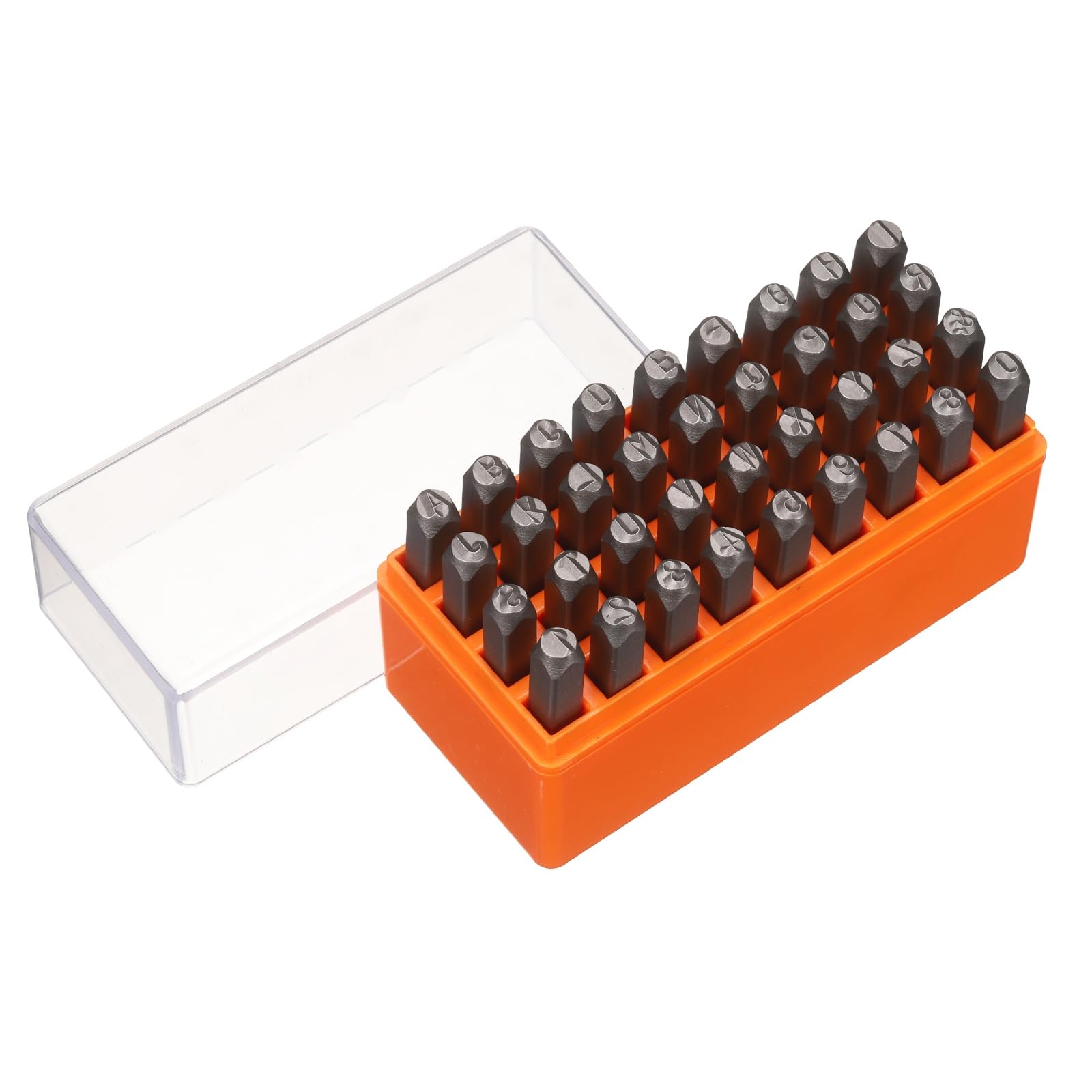 QUARKZMAN QUARKZMAN Juego De Sellos De Letras Metálicas 13/64" 5mm 40Cr 36 Piezas|Letras Mayúsculas Y Números Estuche De Troquelado Manual Para Joyería Artesanía Anillos Pulseras