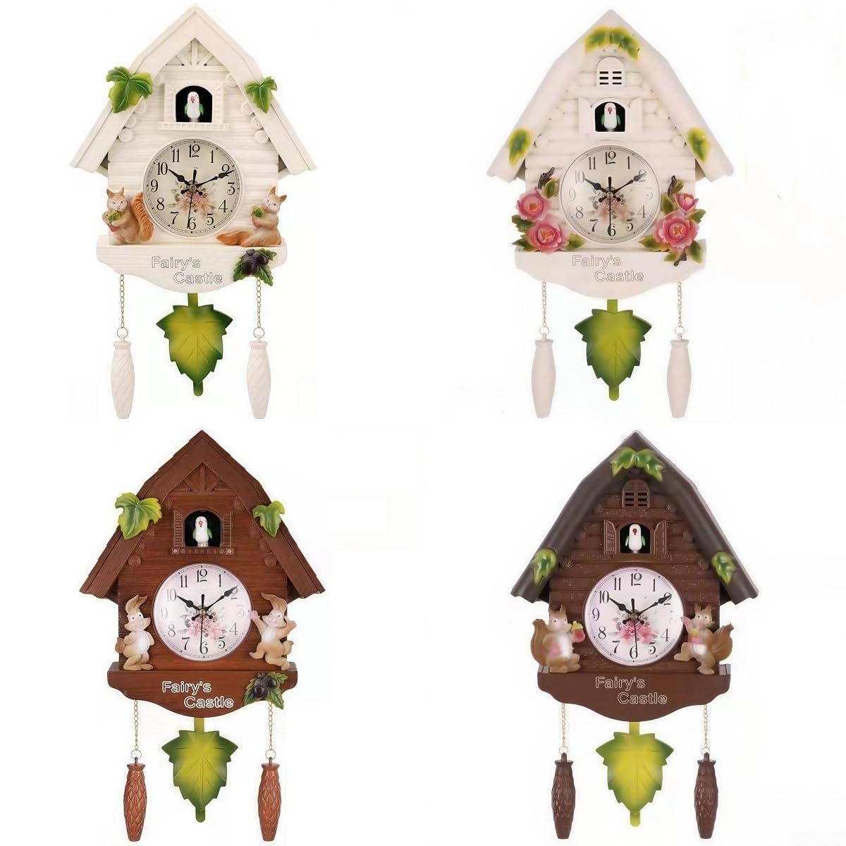 Zoegneer Orologio a cucù da parete con pendolo, orologio a cucù da parete, design a chalet in stile moderno, orologio decorativo da parete per soggiorno (marrone)