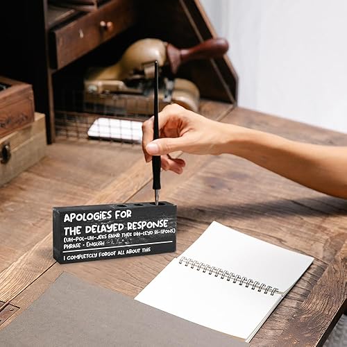 Miniatura 2 de WWBDESK9 - Portalápices de madera rústica para oficina en casa, divertido organizador de escritorio, regalo para compañeros de trabajo, hombres,